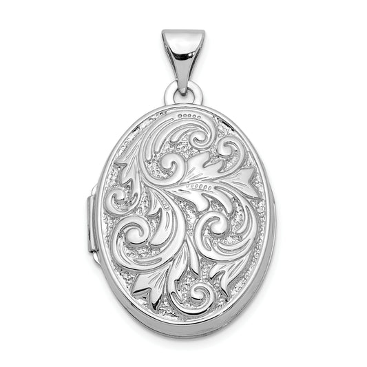 14k White Gold 14k White Gold Polished Reversible Love You Always Oval Locket