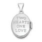 14k White Gold 14k White Gold 17mm Double Hearts Oval Locket