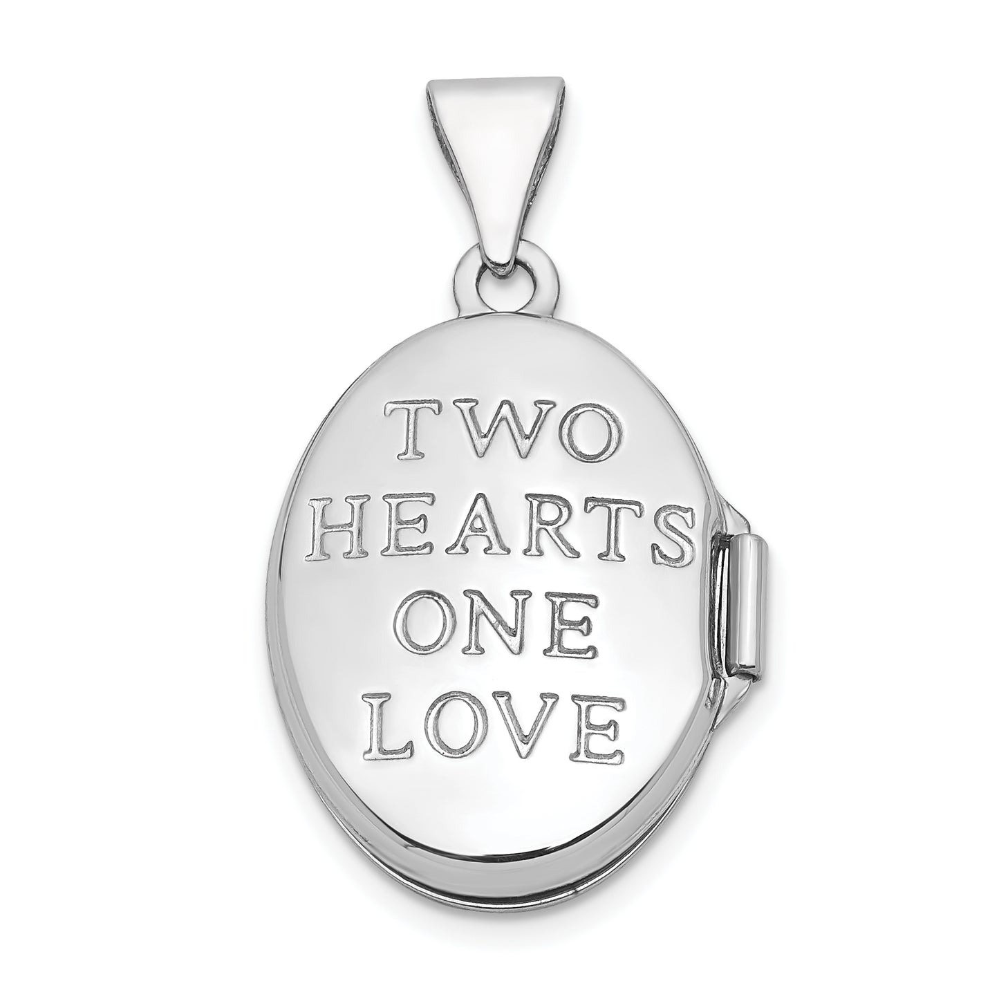 14k White Gold 14k White Gold 17mm Double Hearts Oval Locket