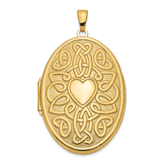 14k Yellow Gold 14k Celtic Heart 38mm Oval Locket