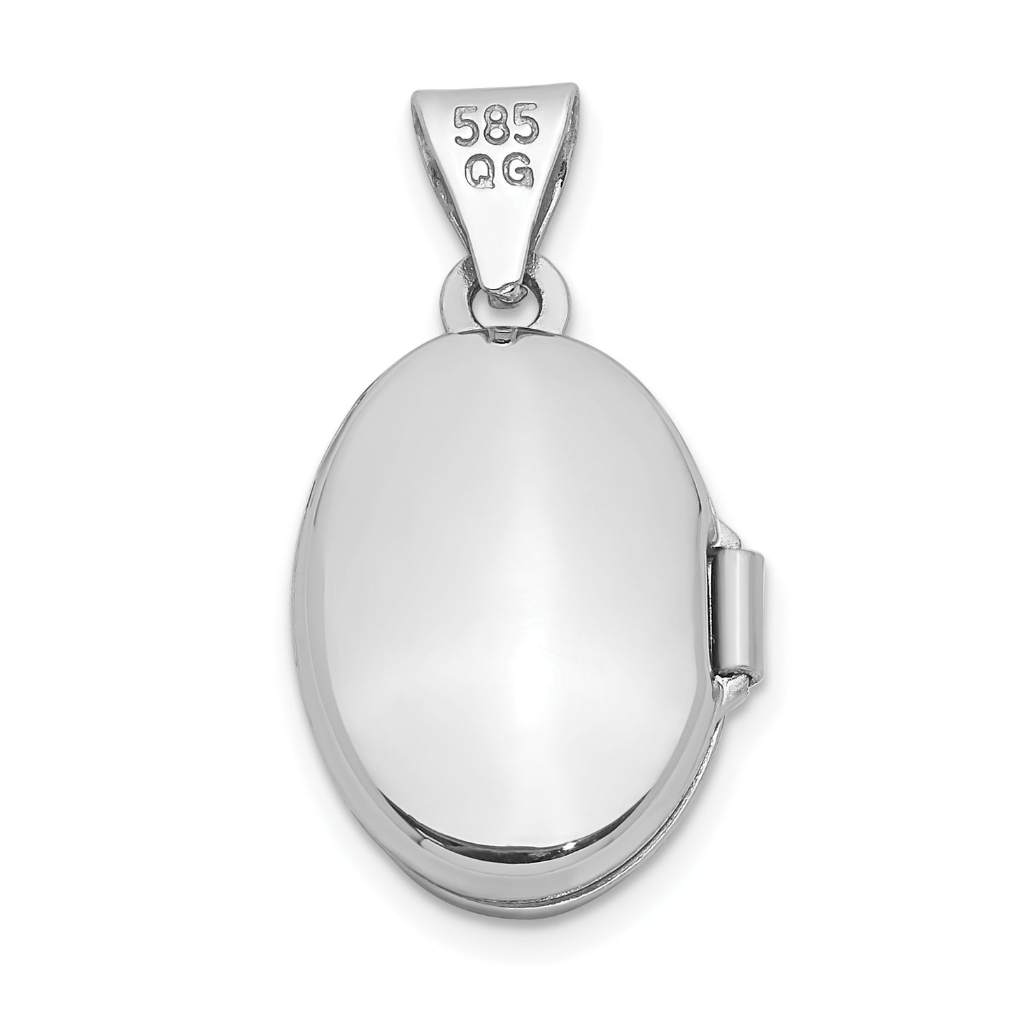 14k White Gold 14k White Gold 13mm Oval Plain Assembled Locket