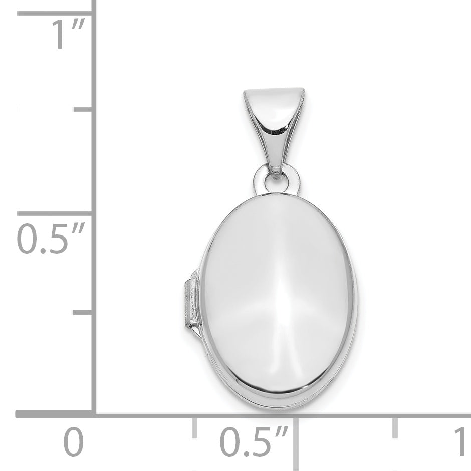 14k White Gold 14k White Gold 13mm Oval Plain Assembled Locket