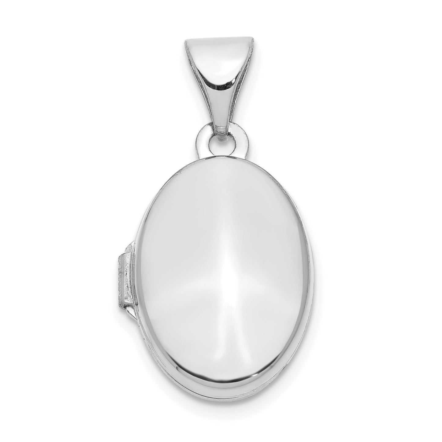 14k White Gold 14k White Gold 13mm Oval Plain Assembled Locket