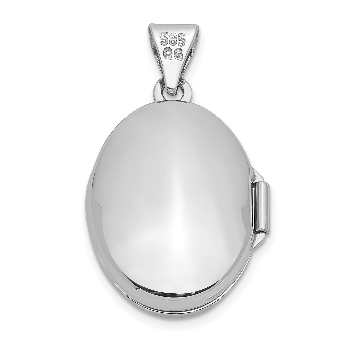 14k White Gold 14k White Gold 17mm Oval Leaf Floral Hand Engraved Locket