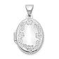 14k White Gold 14k White Gold 17mm Oval Leaf Floral Hand Engraved Locket