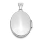 14k White Gold 14k White Gold 21mm Oval Leaf Floral Scroll Border H/Eng Locket