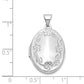 14k White Gold 14k White Gold 21mm Oval Leaf Floral Scroll Border H/Eng Locket