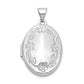 14k White Gold 14k White Gold 21mm Oval Leaf Floral Scroll Border H/Eng Locket