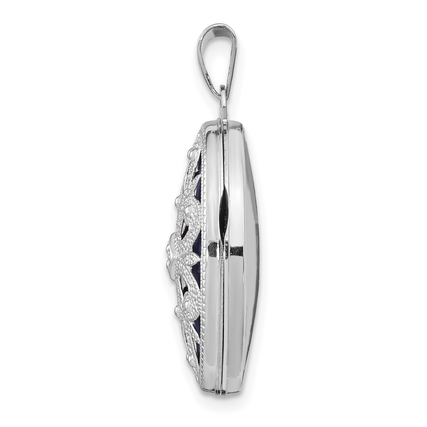 14k White Gold 14K White Gold 21mm Diamond Vintage Oval Locket