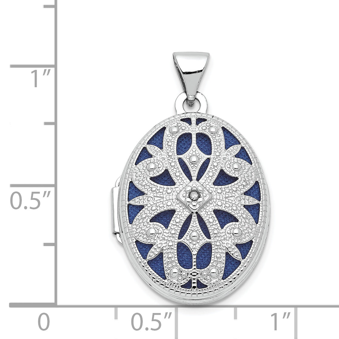 14k White Gold 14K White Gold 21mm Diamond Vintage Oval Locket