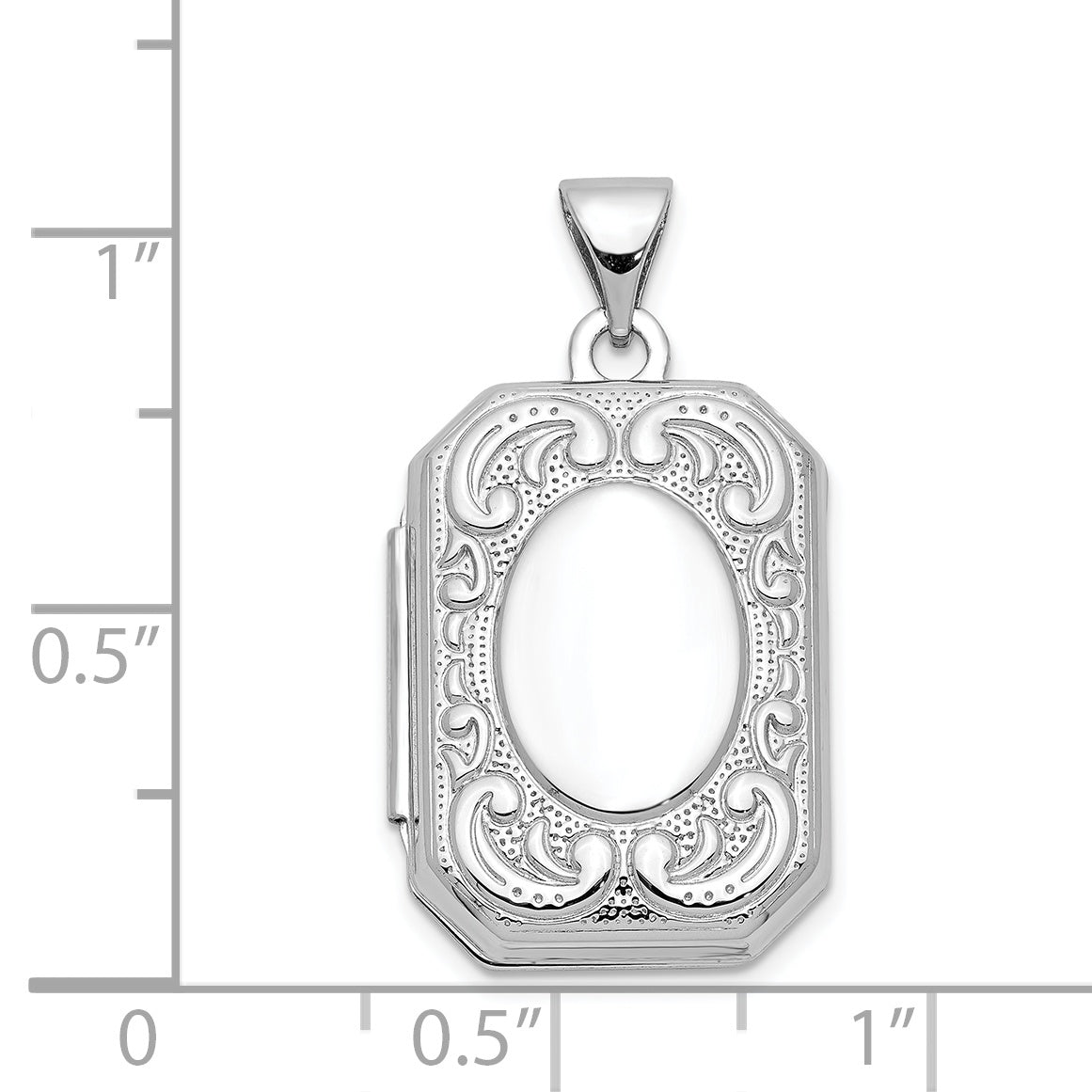 14k White Gold 14K White Gold 20mm Book Scroll Border Locket