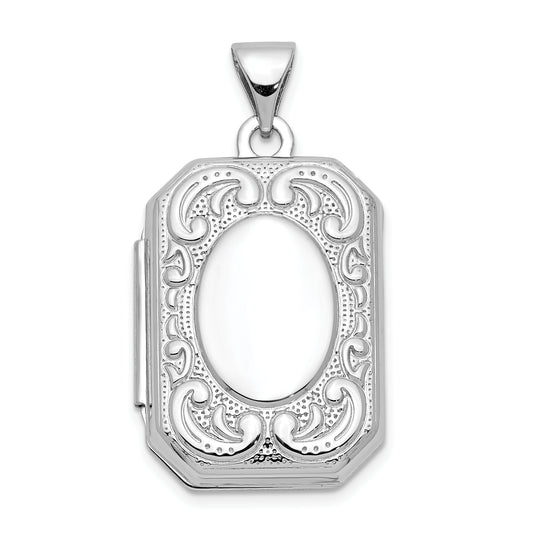 14k White Gold 14K White Gold 20mm Book Scroll Border Locket