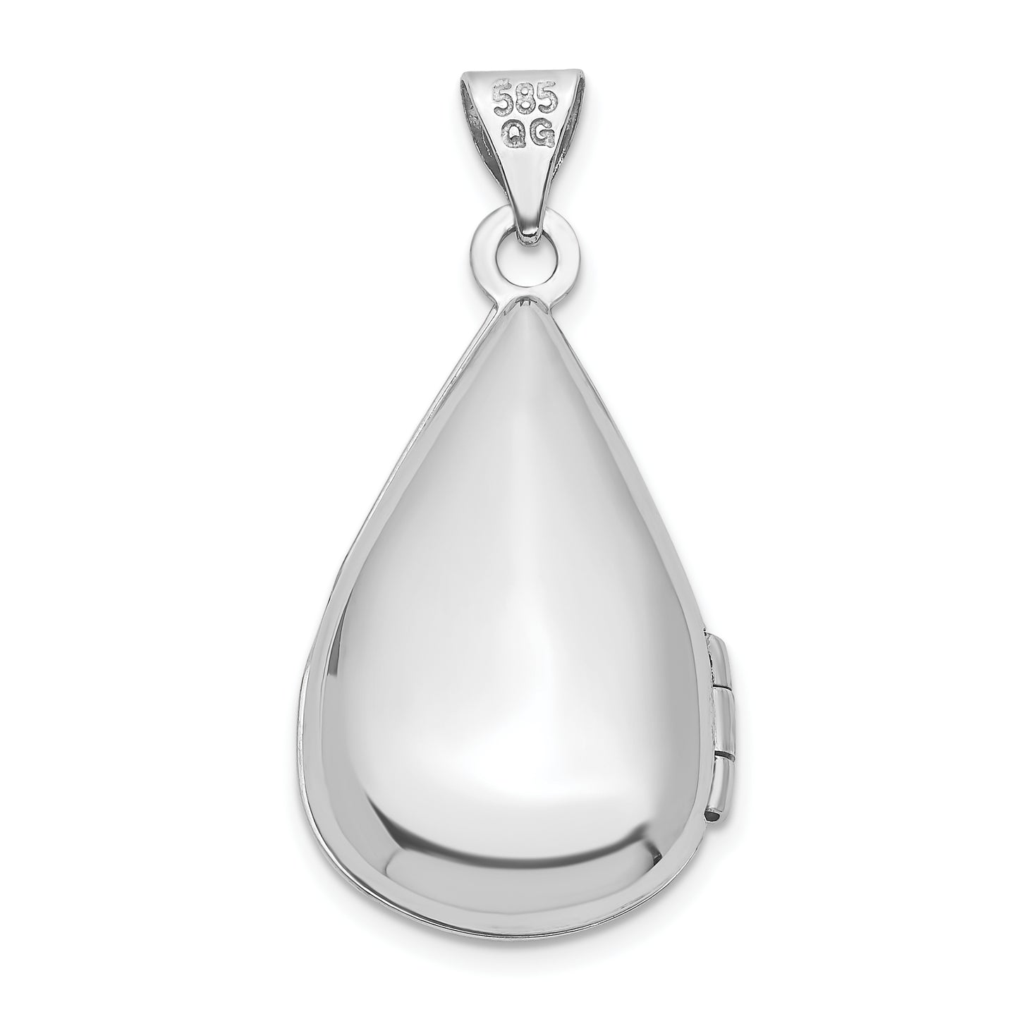 14k White Gold 14K White Gold 21mm Tear Drop Diamond Locket