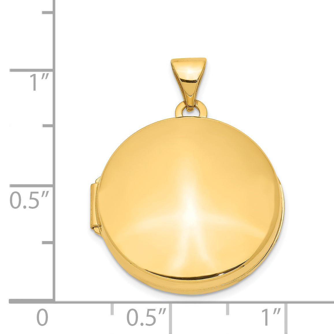 14k Yellow Gold 14ky 20mm Round Plain Domed Locket