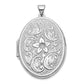 14k White Gold 14k White Gold 32mm Oval Flower With Scrolls Locket