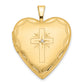 14k Yellow Gold 14ky 20mm Diamond Satin & D/C Cross Heart Locket