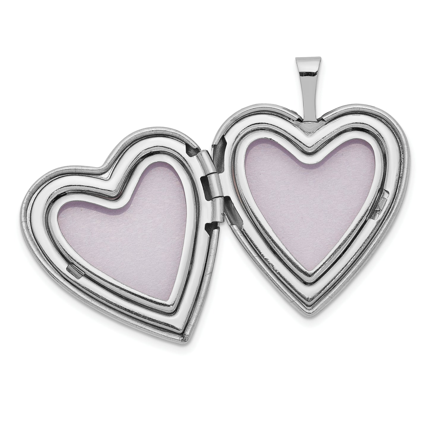 14k White Gold 14K 20mm White Gold Diamond Heart Locket