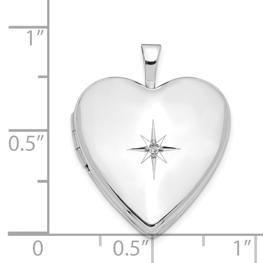 14k White Gold 14K 20mm White Gold Diamond Heart Locket