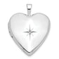 14k White Gold 14K 20mm White Gold Diamond Heart Locket