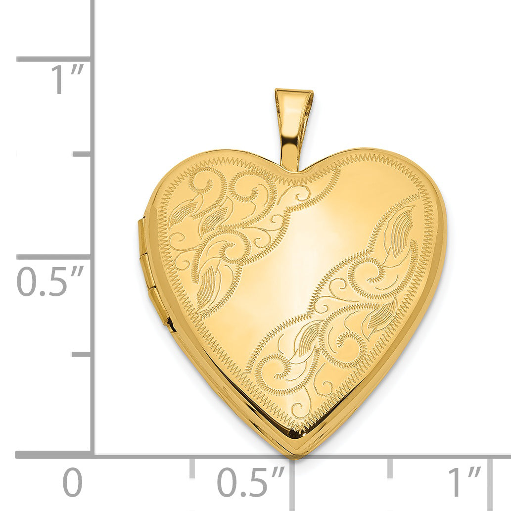 14k Yellow Gold 14ky 20mm Swirl Heart Locket