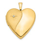 14k Yellow Gold 14K 20mm Diamond Polished and Satin Heart Locket