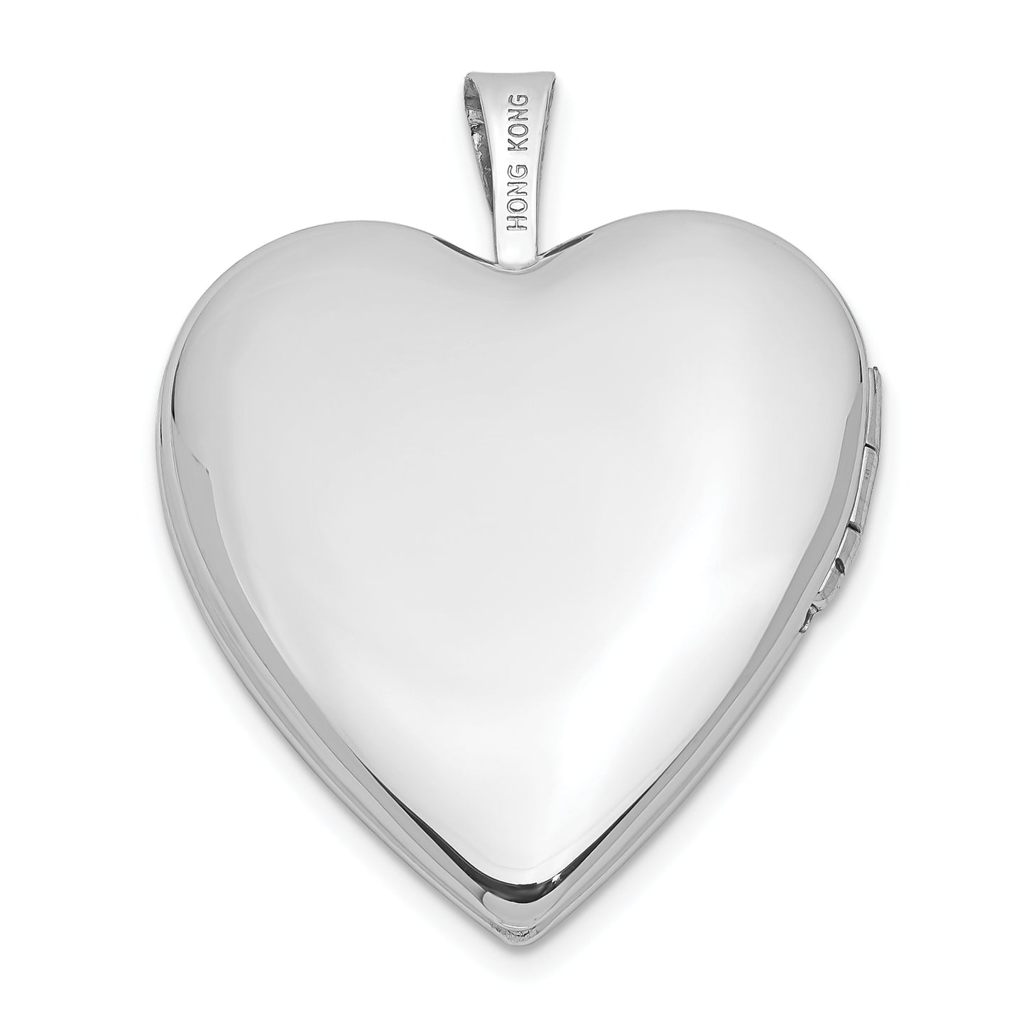 14k White Gold 14K White Gold Diamond Side Swirl Edge 20mm Heart Locket