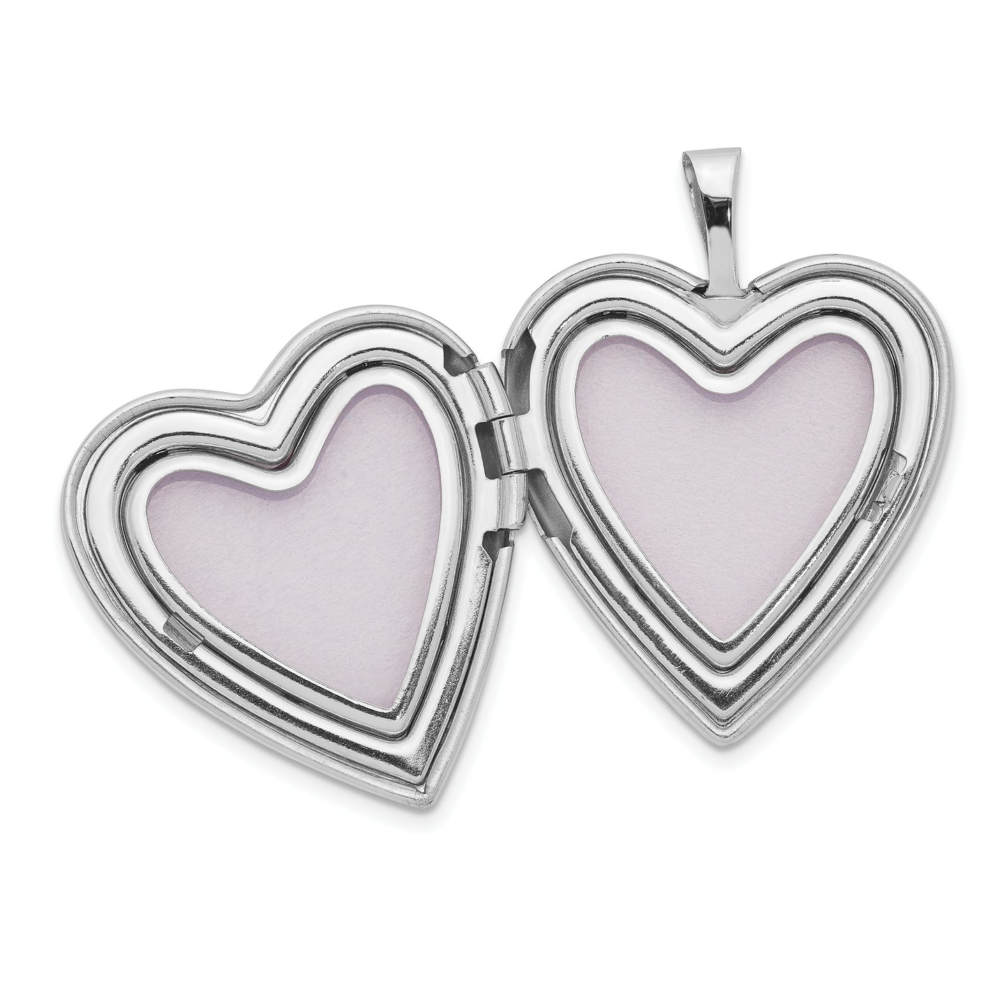 14k White Gold 14K White Gold Diamond Side Swirl Edge 20mm Heart Locket