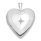 14k White Gold 14K White Gold Diamond Side Swirl Edge 20mm Heart Locket