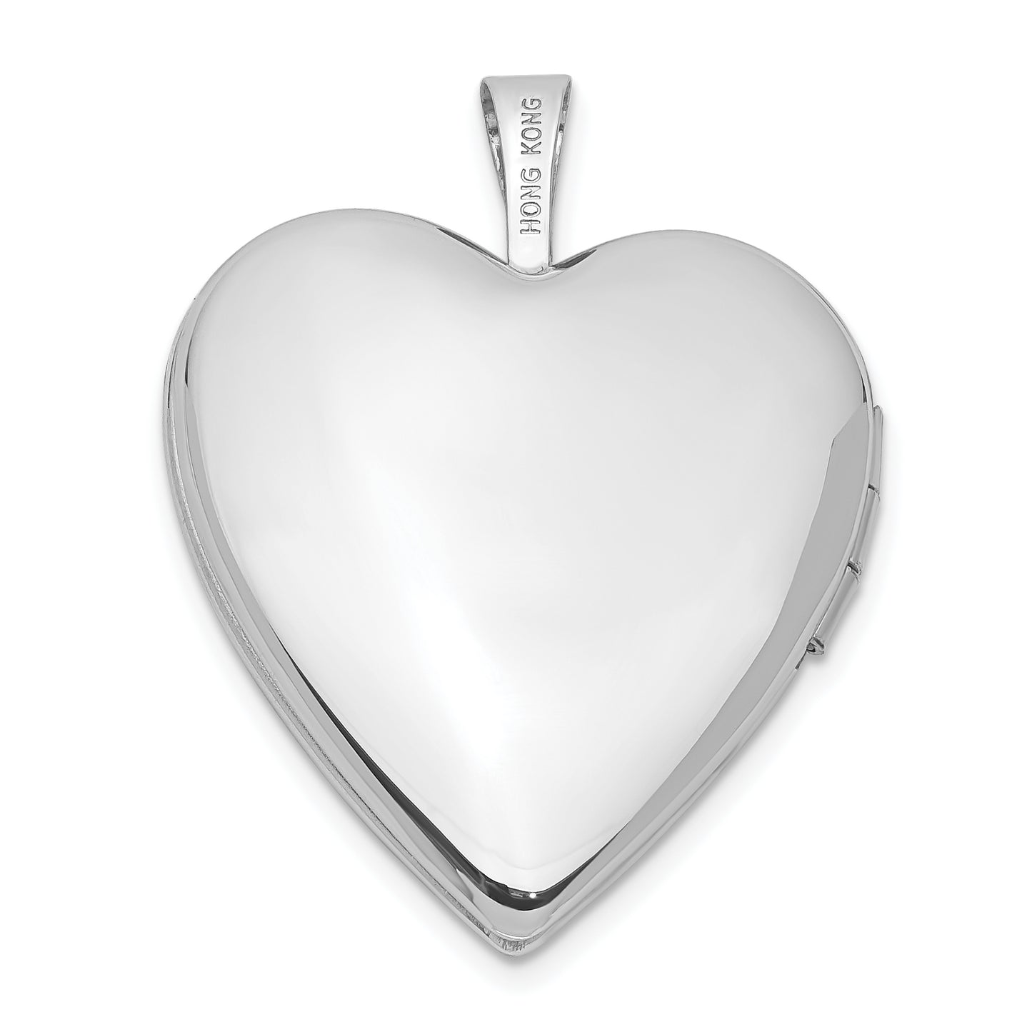 14k White Gold 14K 20mm White Gold Flower Vine Border Heart Locket