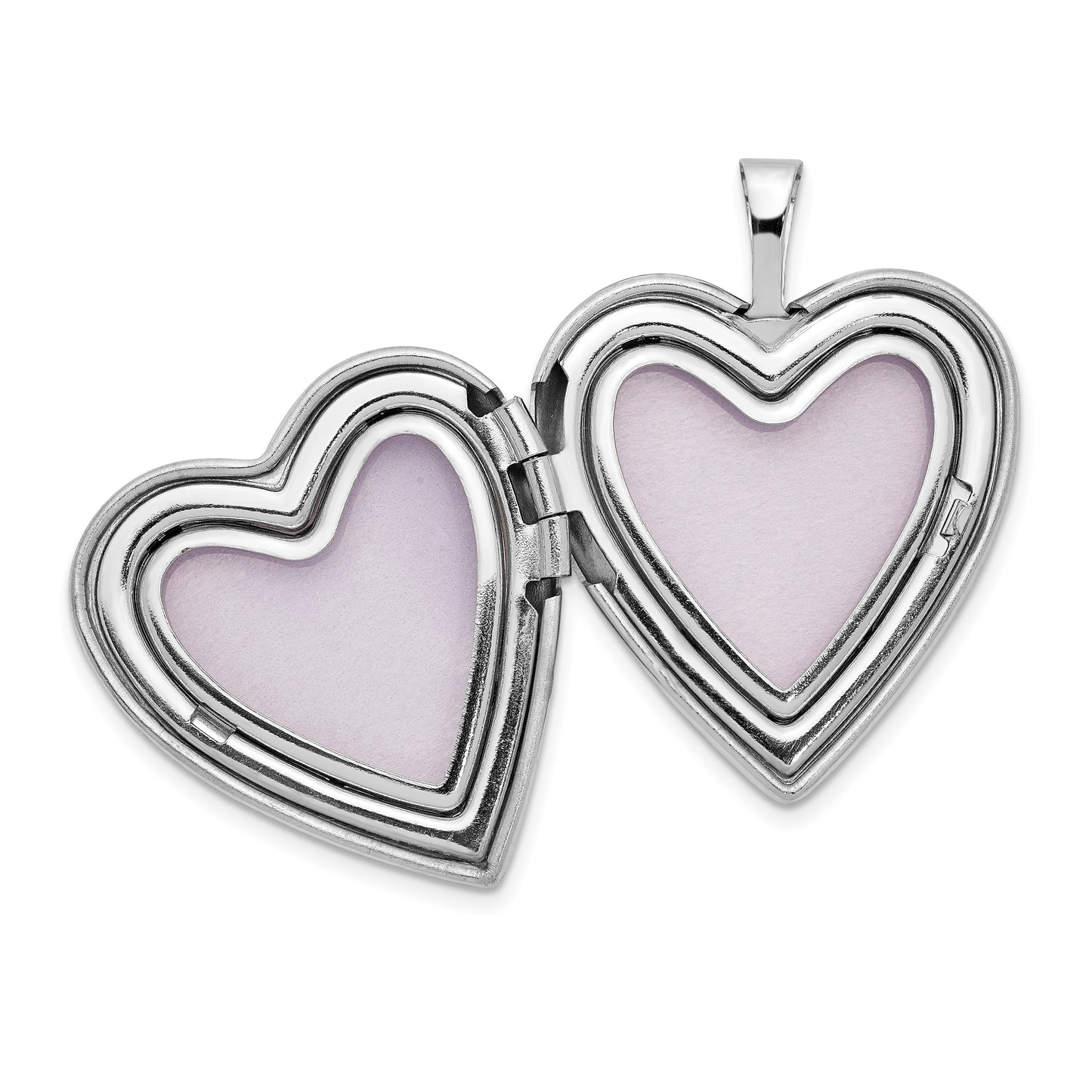 14k White Gold 14K 20mm White Gold Flower Vine Border Heart Locket