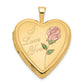 14k Yellow Gold 14K 20mm Enameled Rose I LOVE YOU Heart Locket