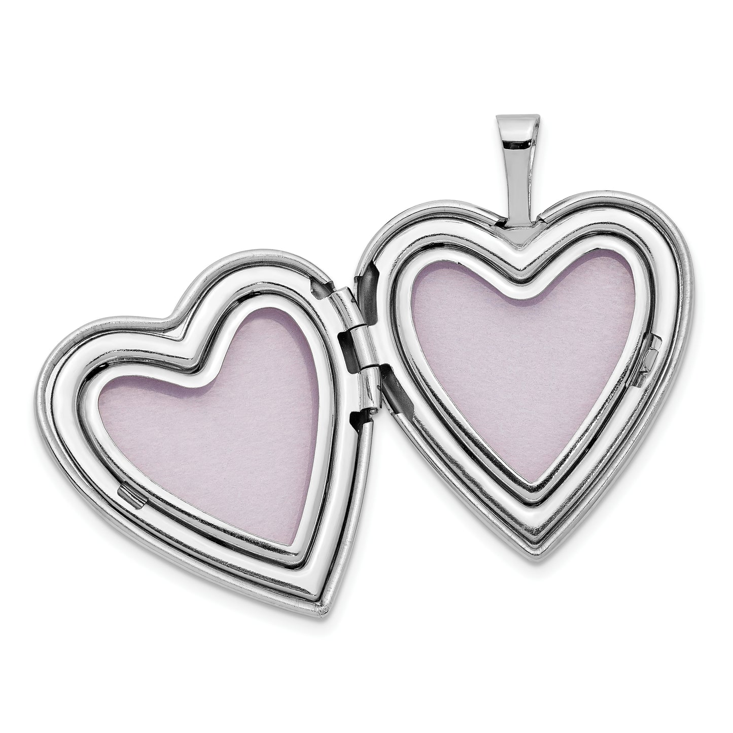 14k White Gold 14K 20mm White Gold Enamel Rose I LOVE YOU Heart Locket