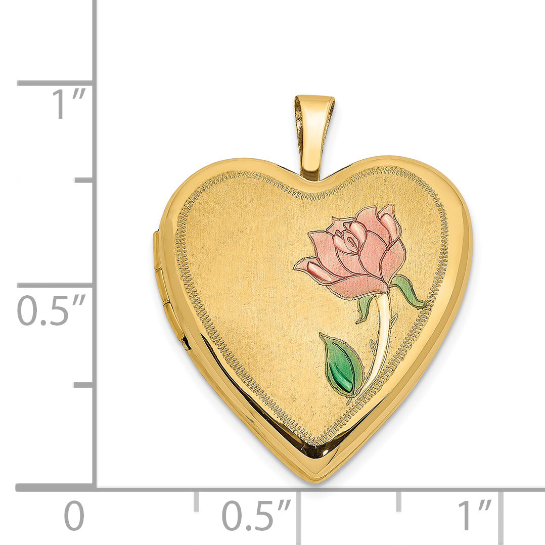 14k Yellow Gold 14K 20mm Enamel Rose Heart Locket