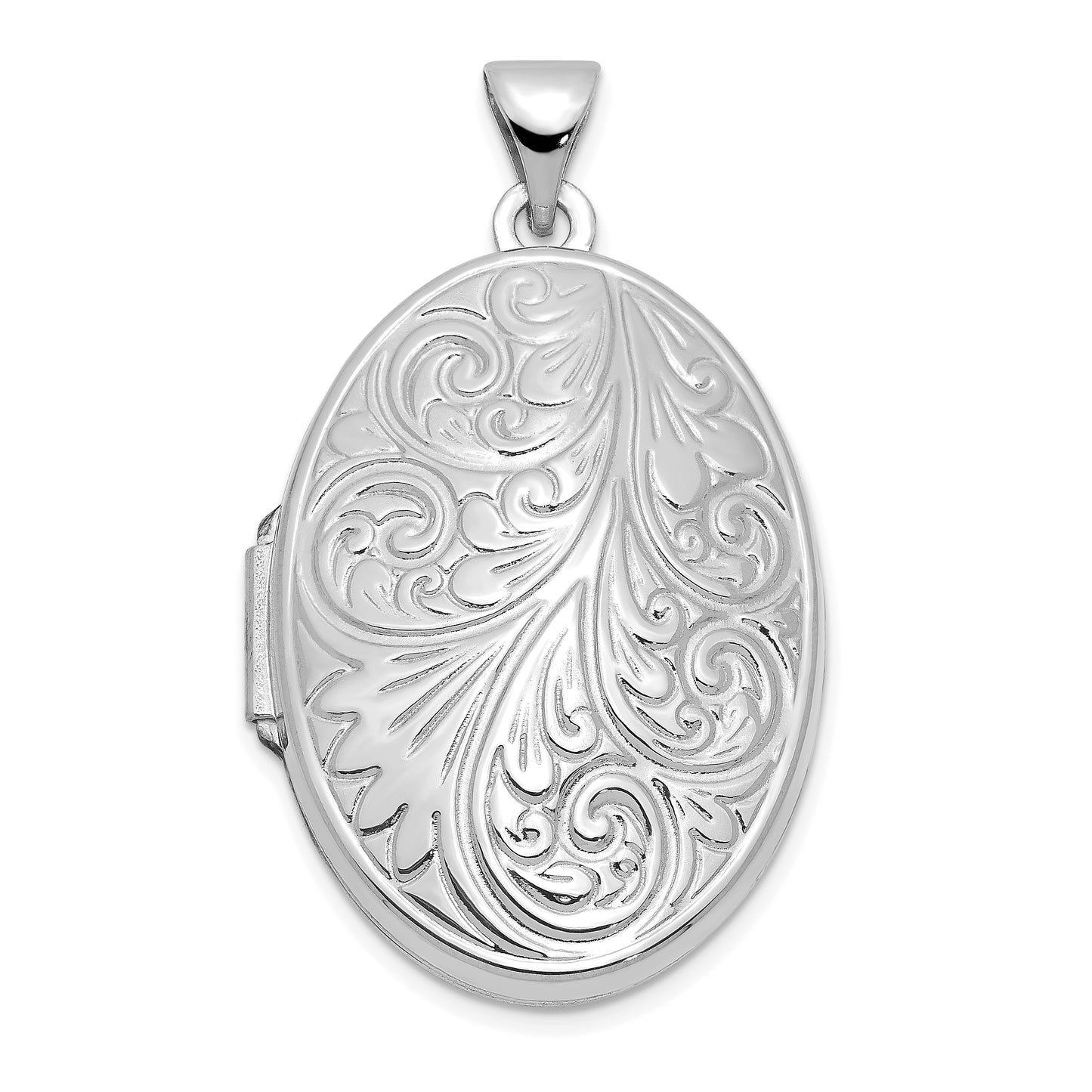 14k White Gold 14k White Gold Scroll Oval Locket