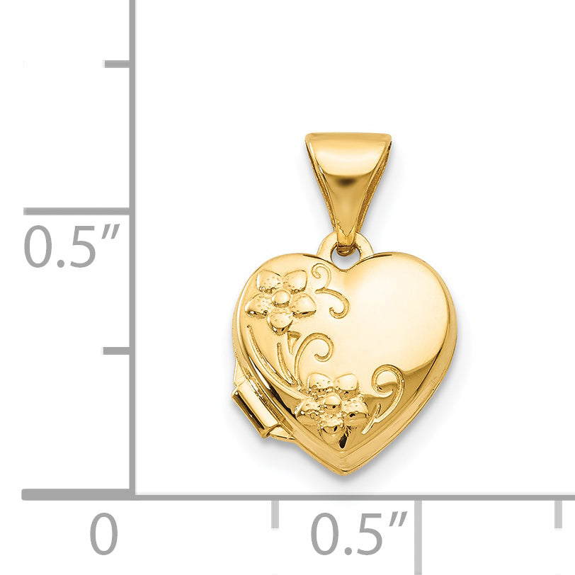 14k Yellow Gold 14k Yellow Gold Floral Heart Locket