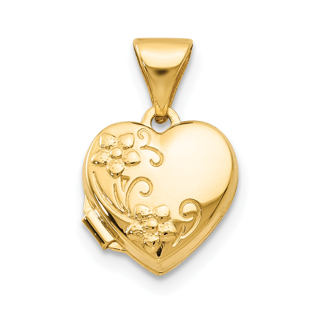 14k Yellow Gold 14k Yellow Gold Floral Heart Locket