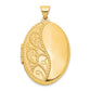 14k Yellow Gold 14ky 26mm Oval 1/2 Hand Engraved Locket