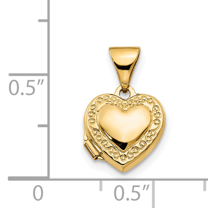 14k Yellow Gold 14k Scroll Border 10mm Heart Locket