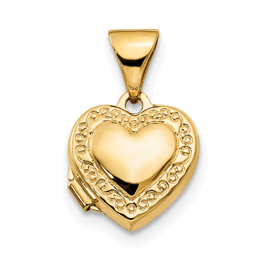 14k Yellow Gold 14k Scroll Border 10mm Heart Locket