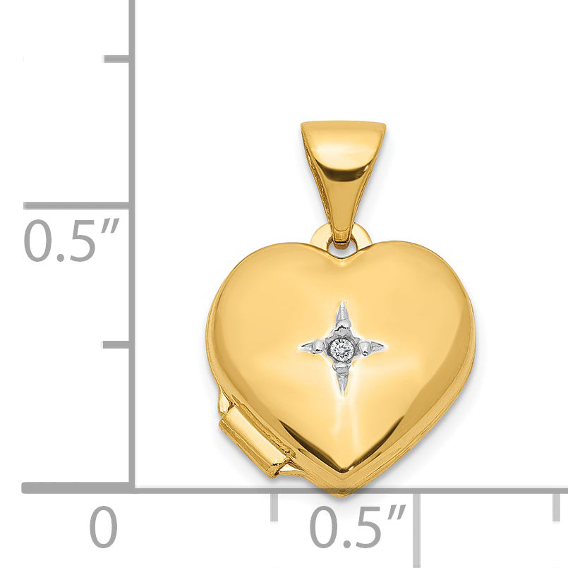 14k Yellow Gold 14ky w/ White Rhodium 12mm Diamond Heart Locket