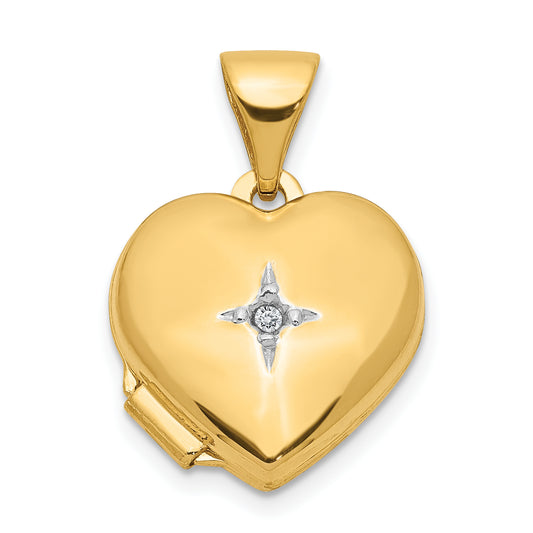 14k Yellow Gold 14ky w/ White Rhodium 12mm Diamond Heart Locket