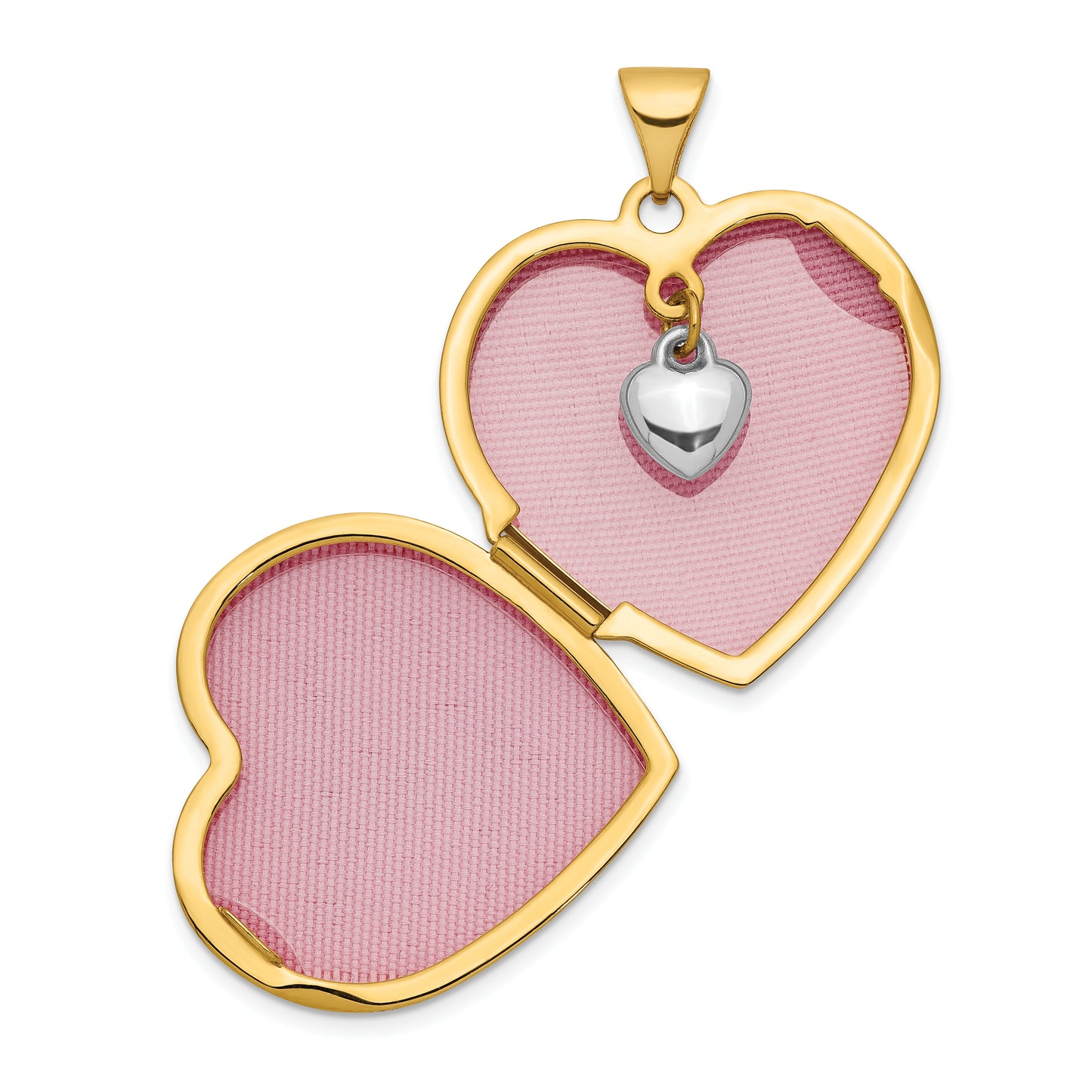 14k Two-tone 14k Two-tone Dia Always in my Heart w/ Heart Charm Inside 21mm Heart Locket