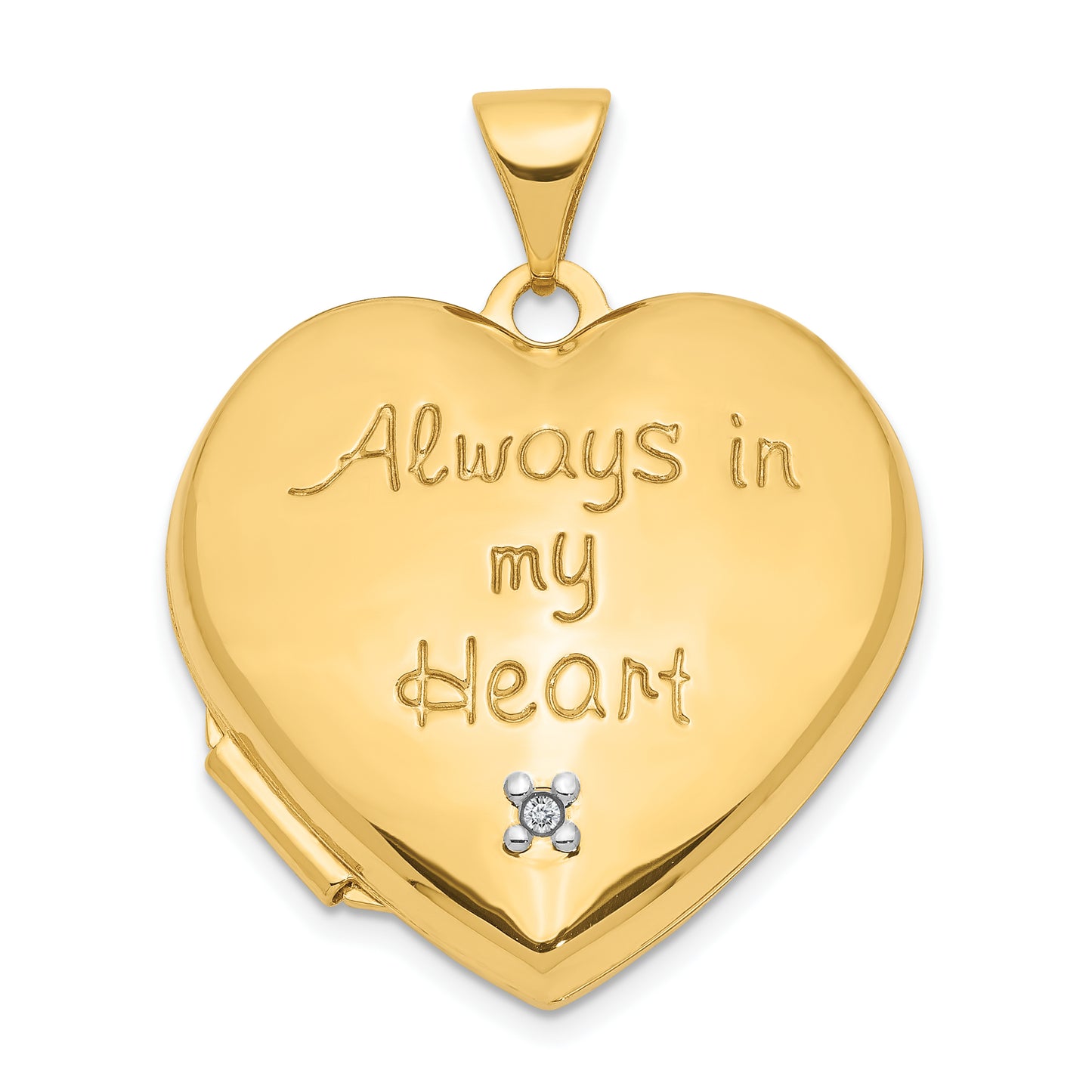 14k Two-tone 14k Two-tone Dia Always in my Heart w/ Heart Charm Inside 21mm Heart Locket