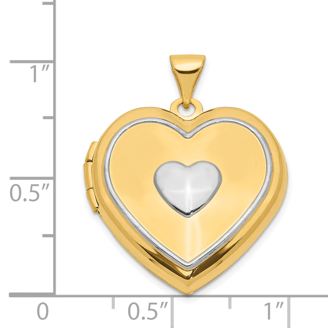 14k Two-tone 14k Two-tone w/ White Rhodium Heart w/Key Charm Inside Heart Locket