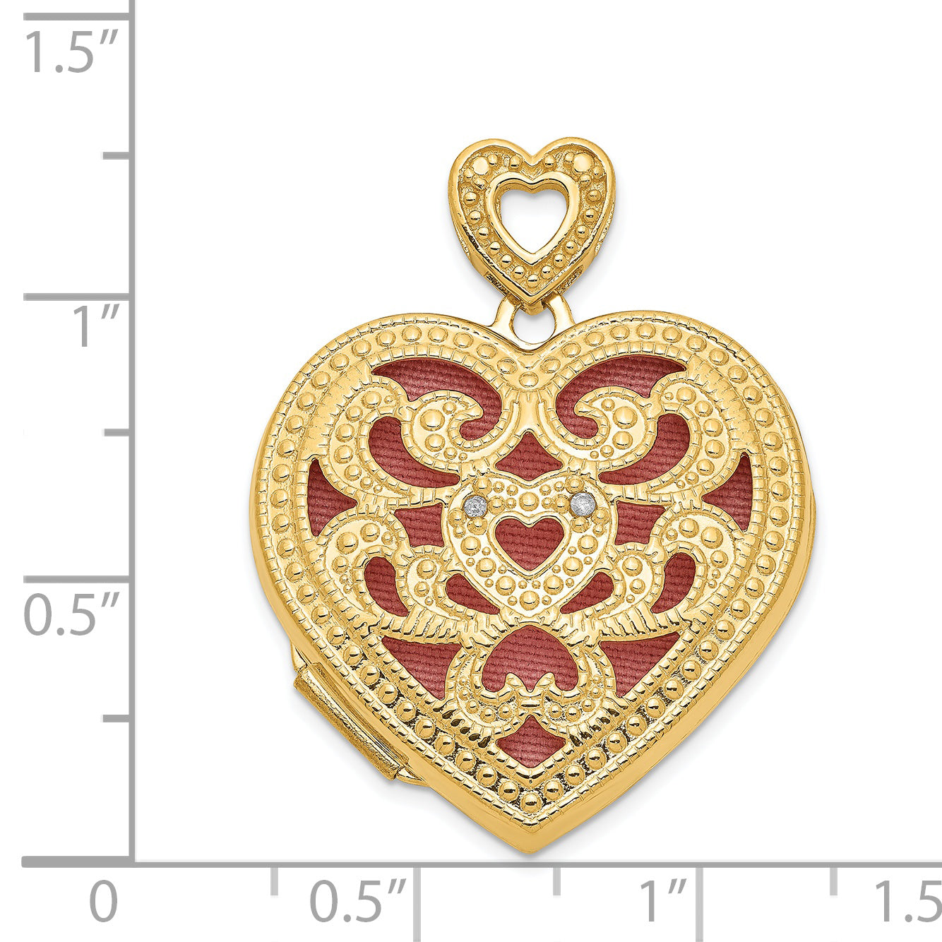 14k Yellow Gold 14ky 24mm w/ Diamond Vintage Heart Locket