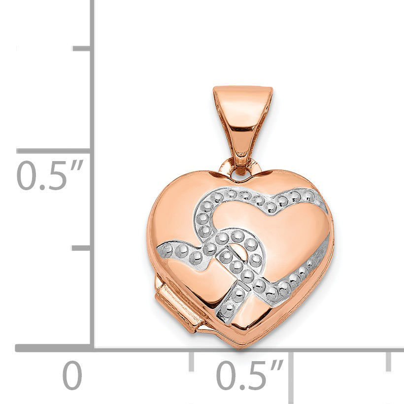 14k Rose Gold 14k Rose Gold w/ White Rhodium 12mm Heart Locket