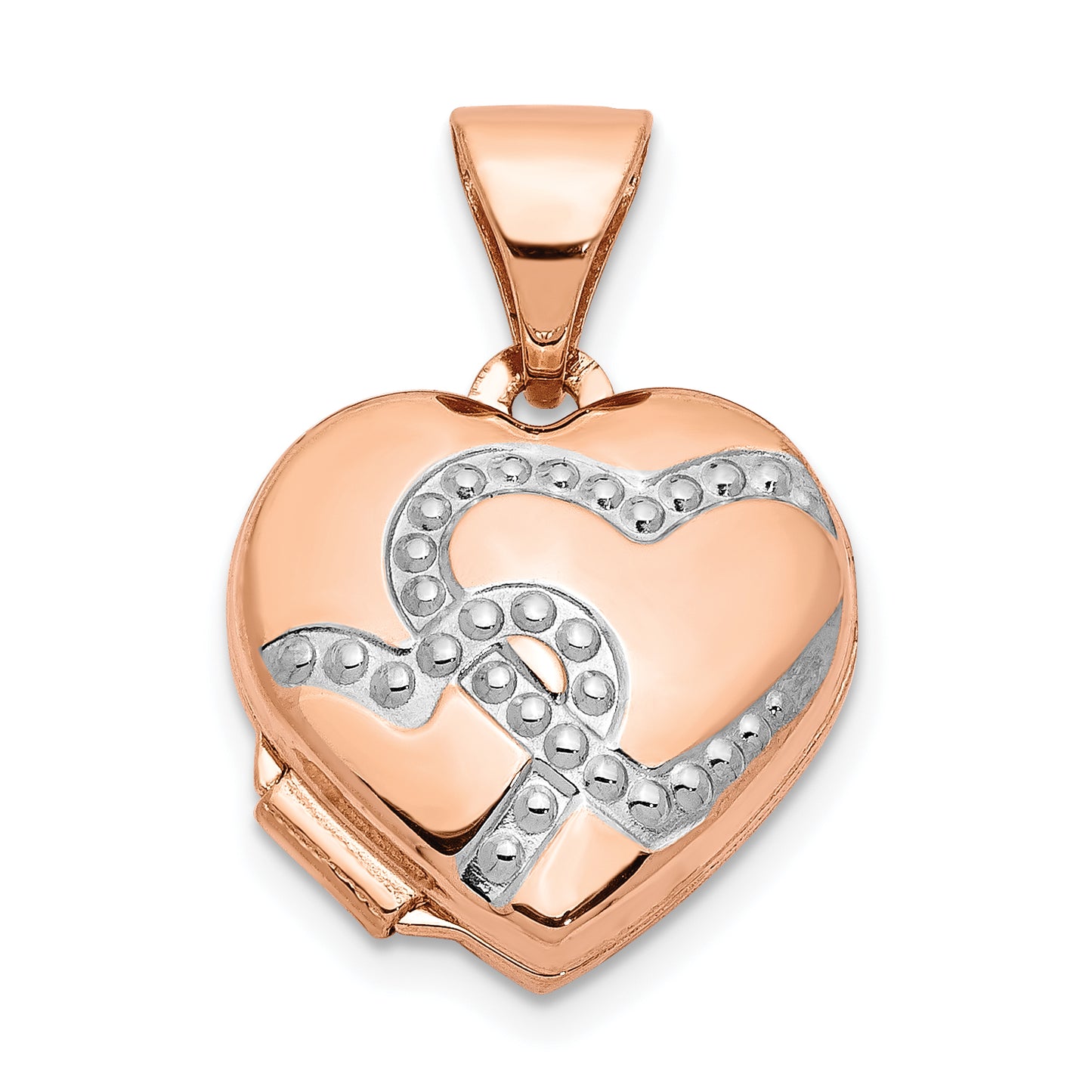 14k Rose Gold 14k Rose Gold w/ White Rhodium 12mm Heart Locket