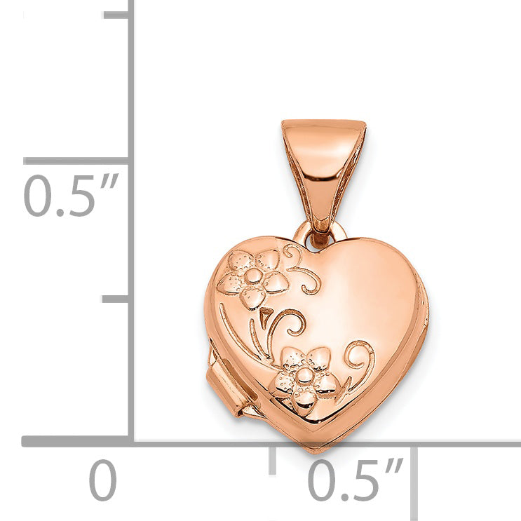 14k Rose Gold 14k Rose Gold 10mm Floral Heart Locket