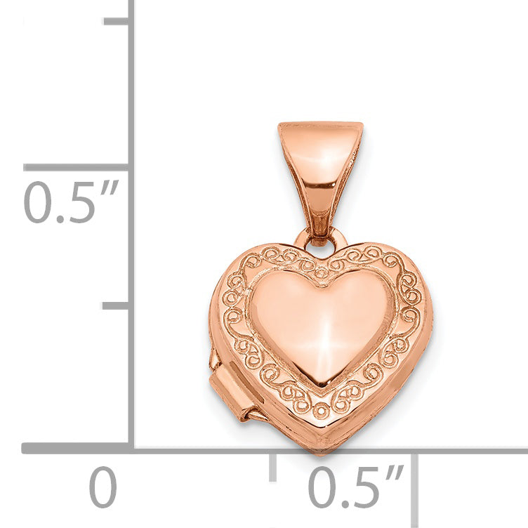 14k Rose Gold 14k Rose Gold Polished 10mm Heart-Shaped Scrolled Locket