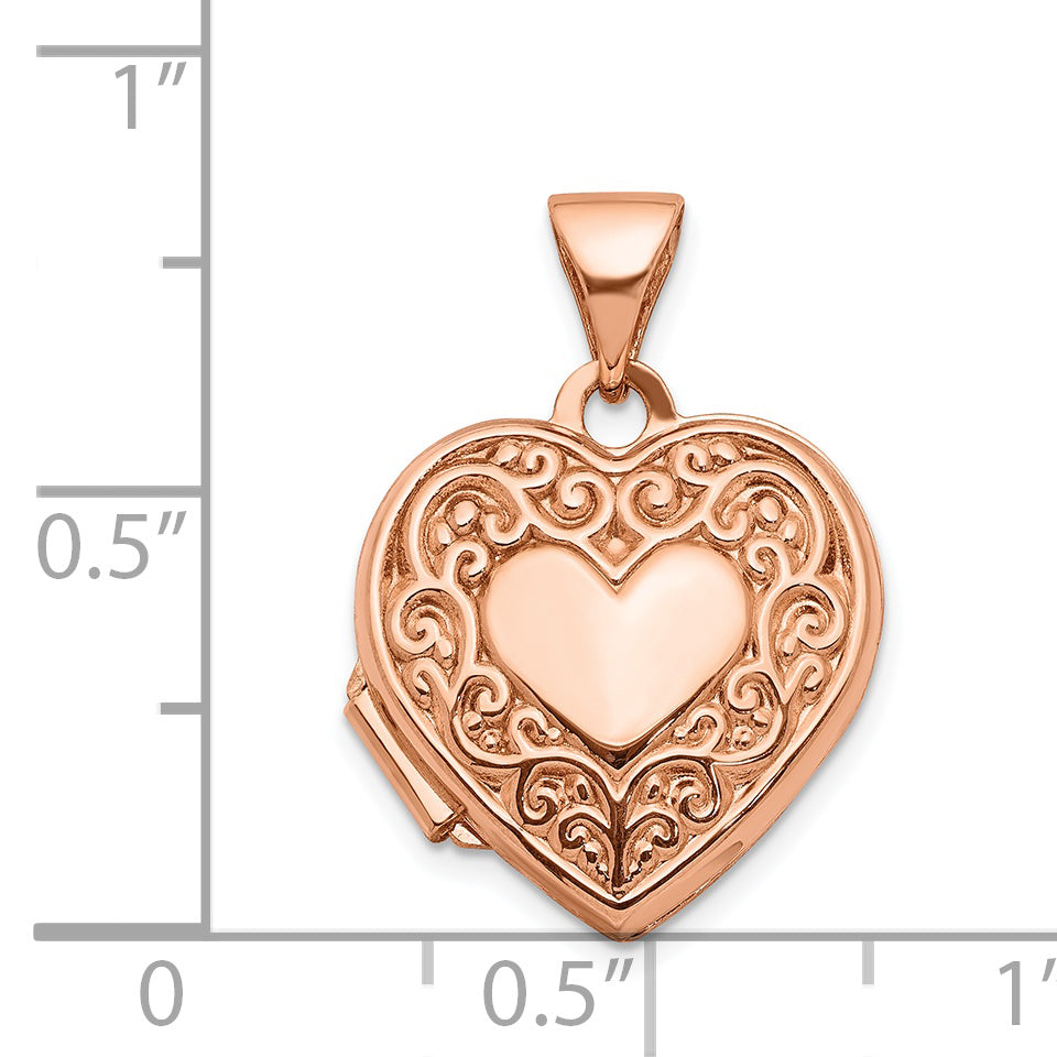 14k Rose Gold 14k Rose Gold 15mm Scroll Heart Locket